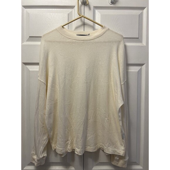 Jenni Kayne Long Sleeve Oversized Cotton Sweater Tee Size XS Ivory Boyfriend - Picture 8 of 12